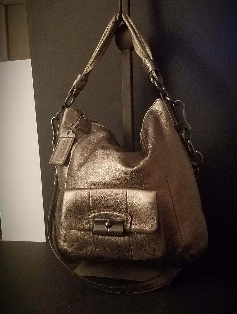 Coach Kristine Hobo Mattlic Silver